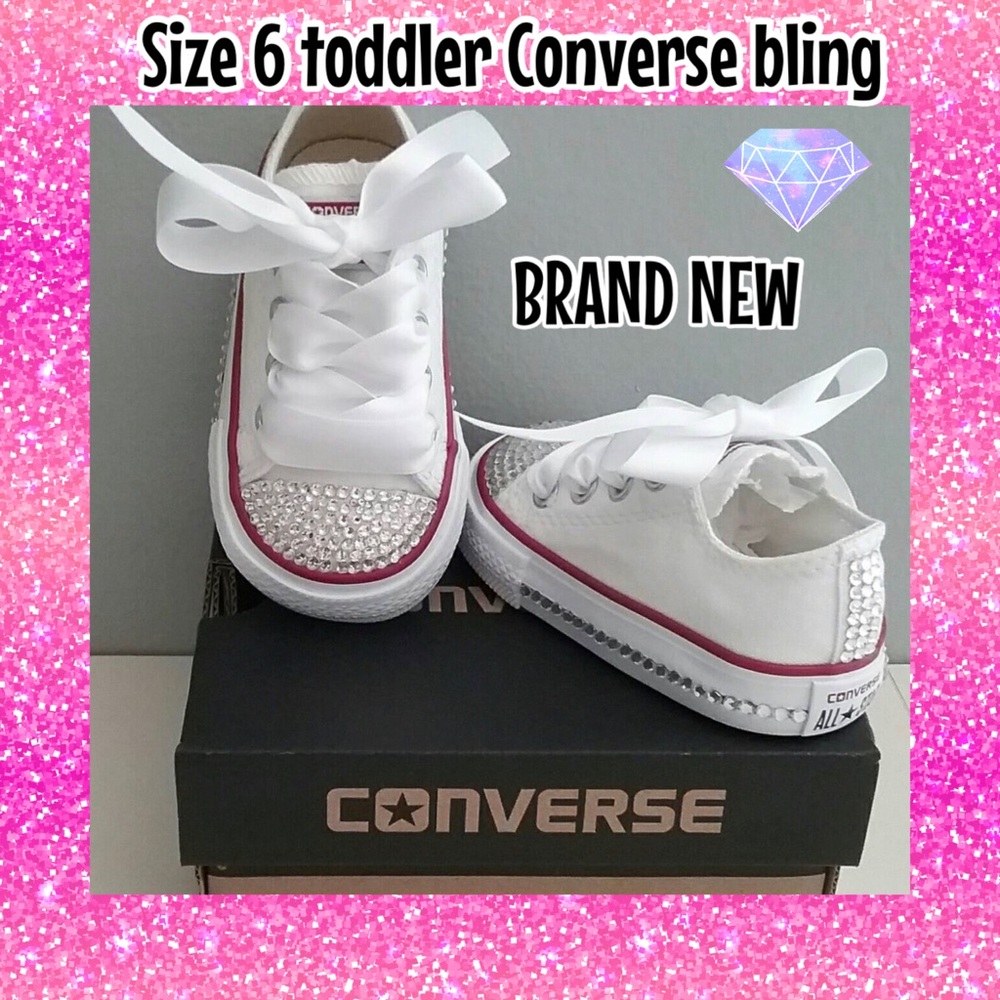 Toddler Size 6 Converse Bling Bedazzled Shoes